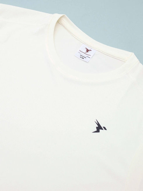 Men Solid Slim Fit Crew Neck T-shirt with TECHNO COOL+