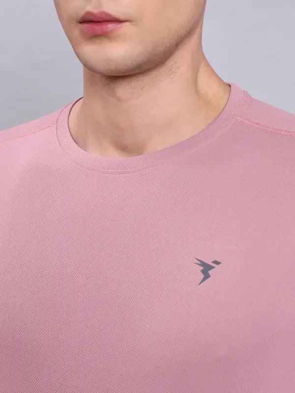 Men Solid Slim Fit Crew Neck T-shirt with TECHNO COOL+