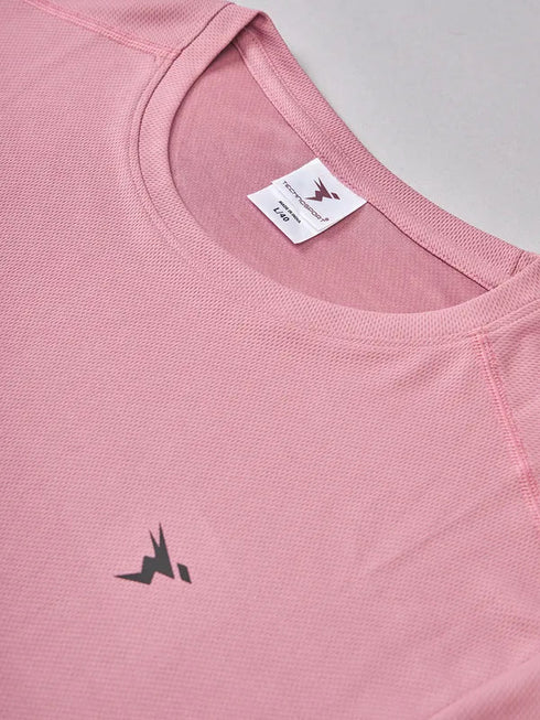 Men Solid Slim Fit Crew Neck T-shirt with TECHNO COOL+