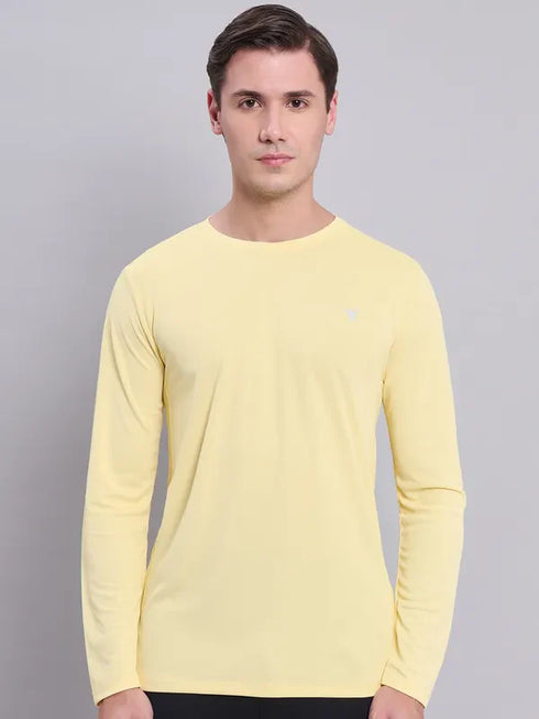 Men Solid Slim Fit Crew Neck T-shirt with TECHNO COOL+