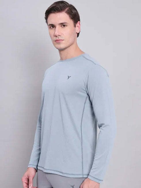Men Solid Slim Fit Crew Neck T-shirt with TECHNO COOL+