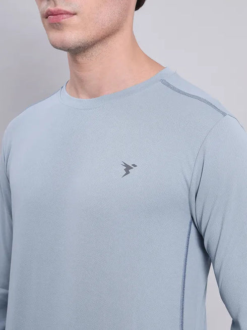 Men Solid Slim Fit Crew Neck T-shirt with TECHNO COOL+