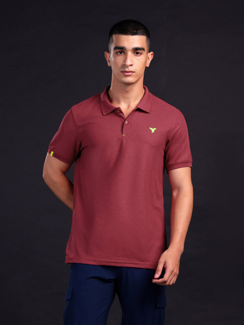 Men Solid Slim Fit Polo T-shirt with MATPIQ