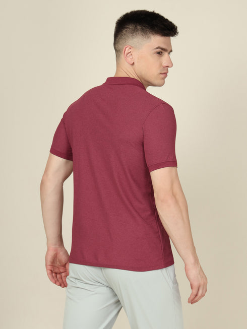 Men Solid Slim Fit Polo T-shirt with MATPIQ