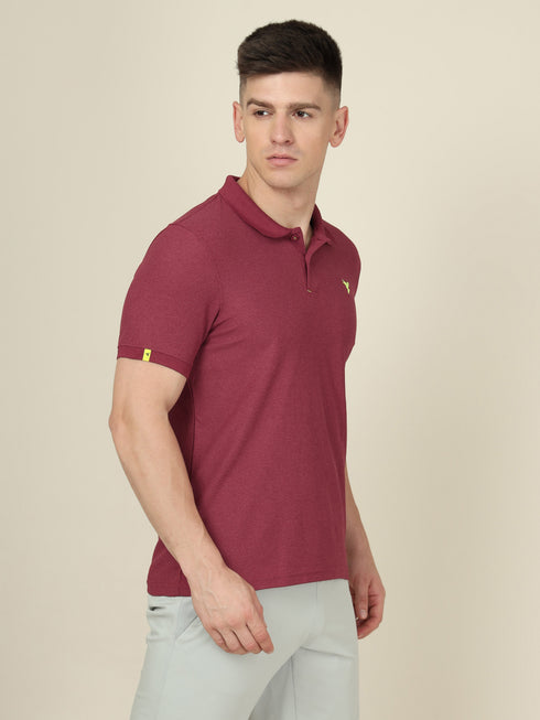 Men Solid Slim Fit Polo T-shirt with MATPIQ