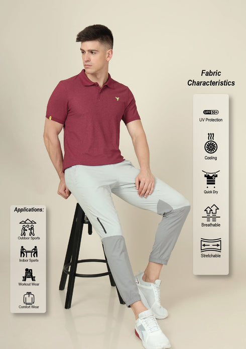 Men Solid Slim Fit Polo T-shirt with MATPIQ
