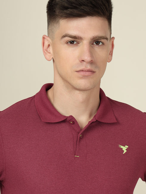 Men Solid Slim Fit Polo T-shirt with MATPIQ