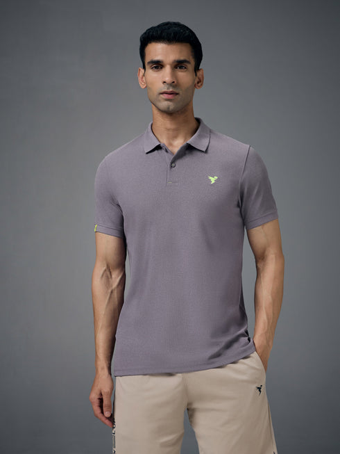 Men Solid Slim Fit Polo T-shirt with MATPIQ