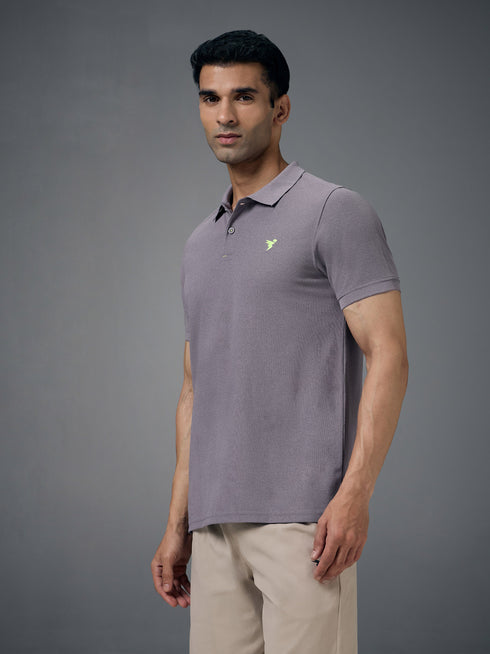 Men Solid Slim Fit Polo T-shirt with MATPIQ
