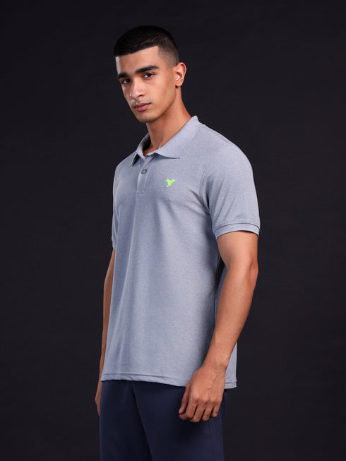 Men Solid Slim Fit Polo T-shirt with MATPIQ