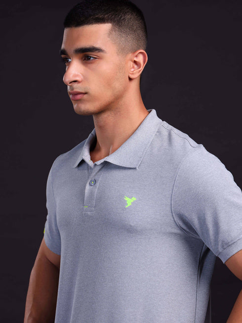 Men Solid Slim Fit Polo T-shirt with MATPIQ