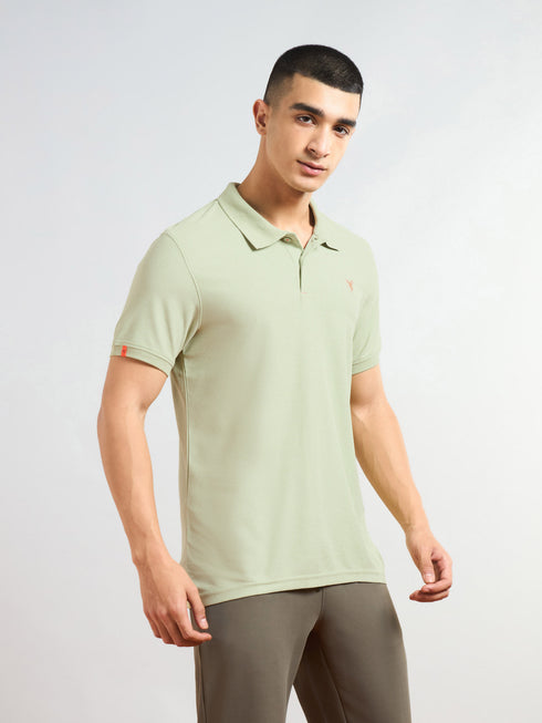 Men Solid Slim Fit Polo T-shirt with MATPIQ