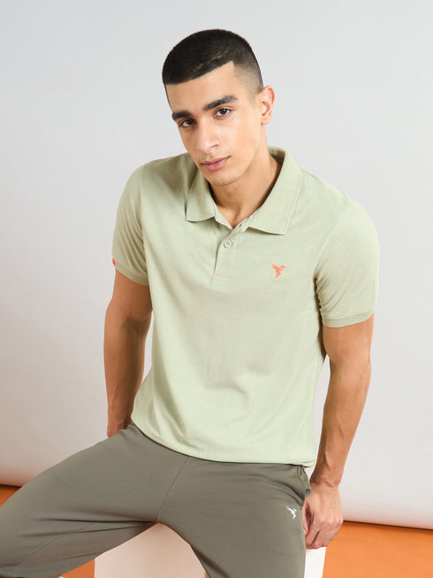 Men Solid Slim Fit Polo T-shirt with MATPIQ