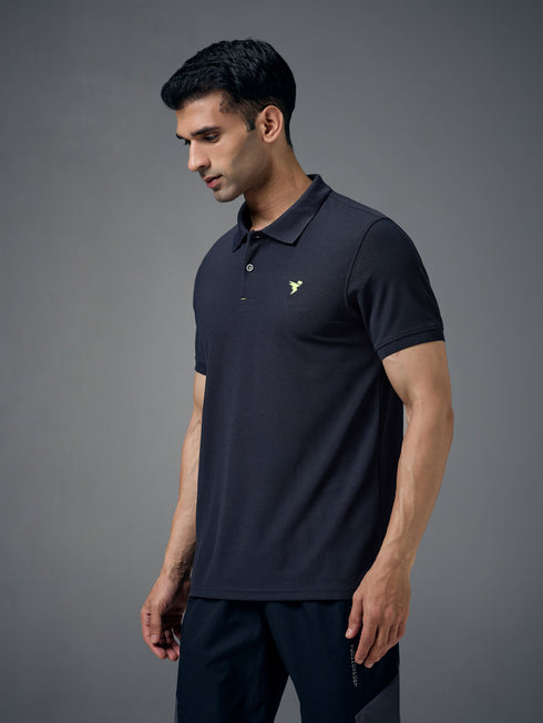 Men Solid Slim Fit Polo T-shirt with MATPIQ
