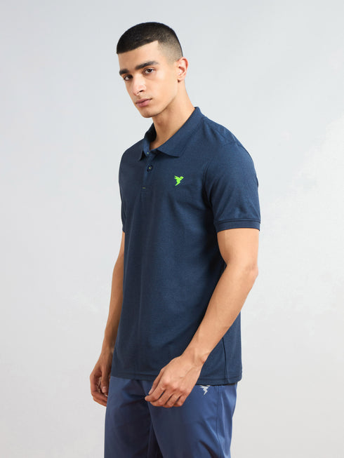 Men Solid Slim Fit Polo T-shirt with MATPIQ