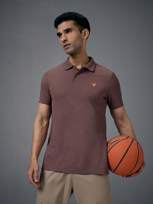 Men Solid Slim Fit Polo T-shirt with MATPIQ
