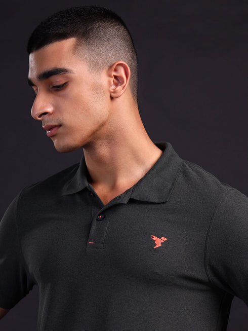 Men Solid Slim Fit Polo T-shirt with MATPIQ