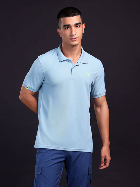 Men Solid Slim Fit Polo T-shirt with MATPIQ