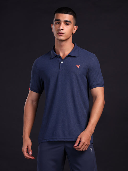 Men Solid Slim Fit Polo T-shirt with MATPIQ