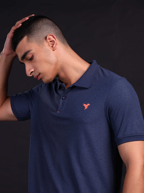 Men Solid Slim Fit Polo T-shirt with MATPIQ