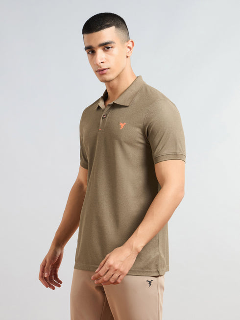 Men Solid Slim Fit Polo T-shirt with MATPIQ