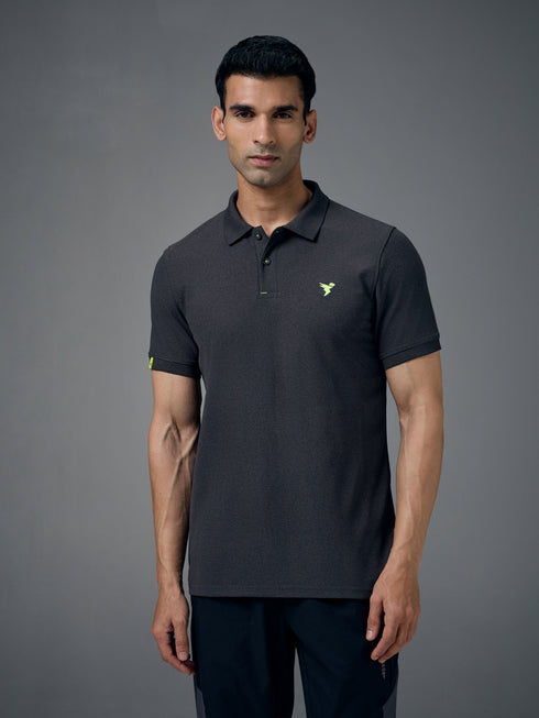 Men Solid Slim Fit Polo T-shirt with MATPIQ