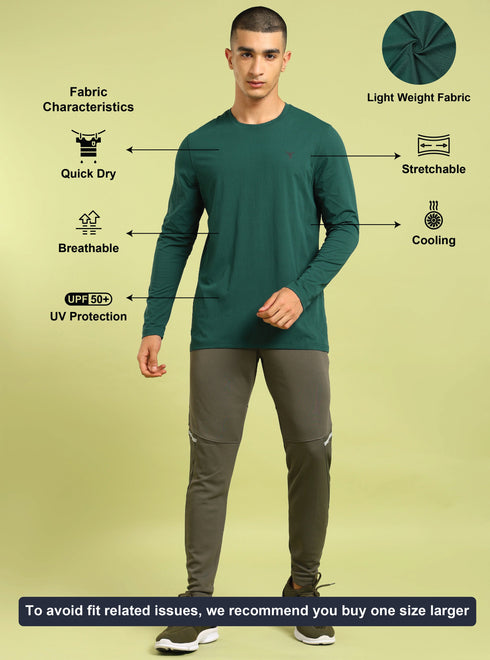 Men Solid Slim Fit Round Neck Sports T-shirt with COTFLEX