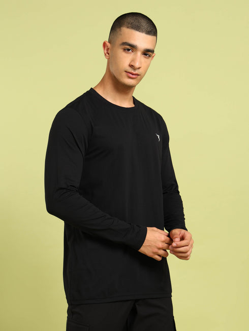 Men Solid Slim Fit Round Neck Sports T-shirt with COTFLEX