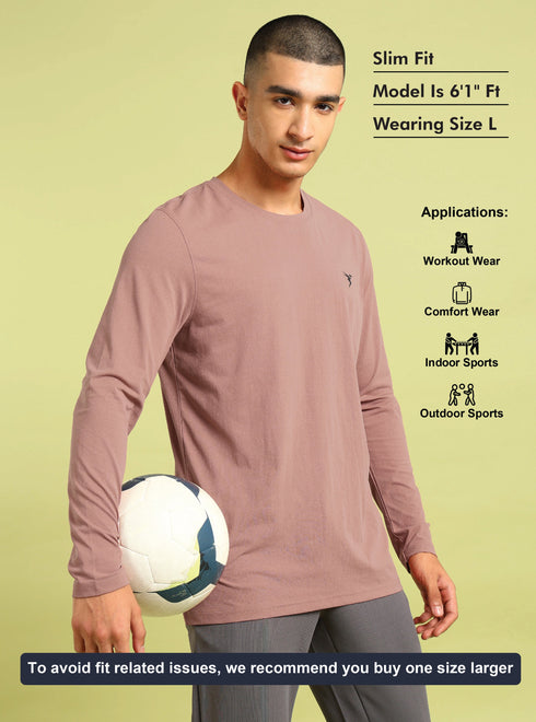 Men Solid Slim Fit Round Neck Sports T-shirt with COTFLEX