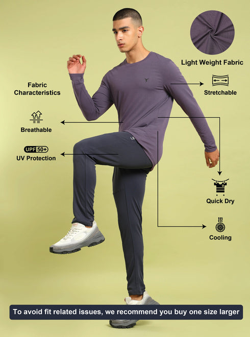 Men Solid Slim Fit Round Neck Sports T-shirt with COTFLEX