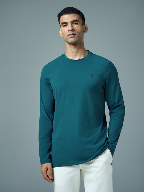 Men Solid Slim Fit Round Neck Sports T-shirt with COTFLEX