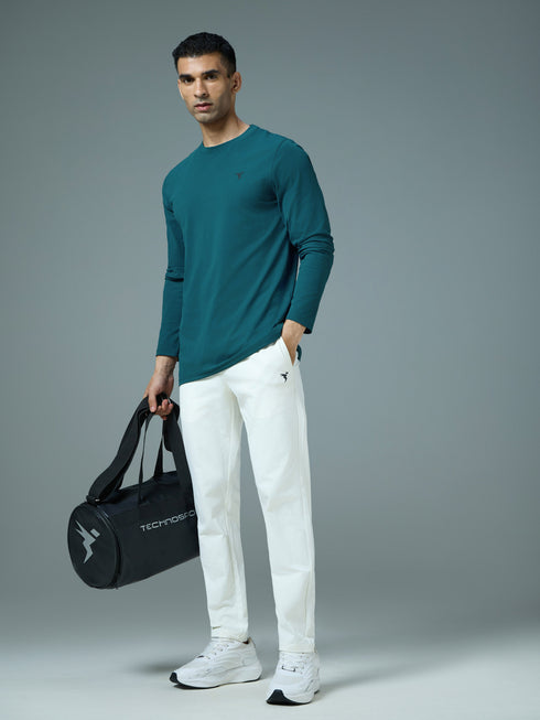 Men Solid Slim Fit Round Neck Sports T-shirt with COTFLEX