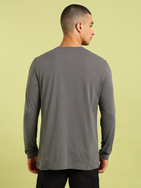 Men Solid Slim Fit Round Neck Sports T-shirt with COTFLEX