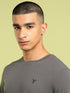 Men Solid Slim Fit Round Neck Sports T-shirt with COTFLEX