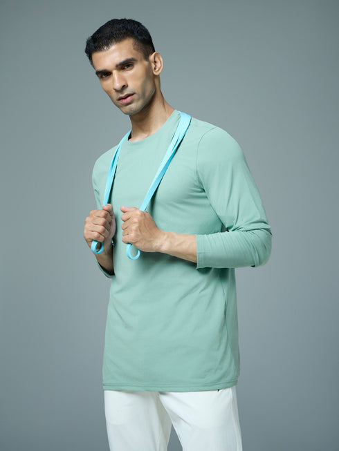 Men Solid Slim Fit Round Neck Sports T-shirt with COTFLEX