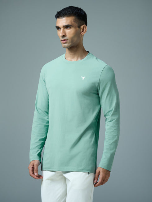 Men Solid Slim Fit Round Neck Sports T-shirt with COTFLEX