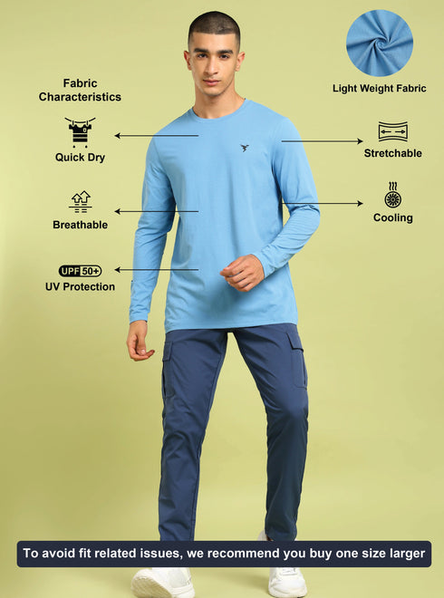 Men Solid Slim Fit Round Neck Sports T-shirt with COTFLEX