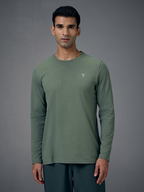 Men Solid Slim Fit Round Neck Sports T-shirt with COTFLEX
