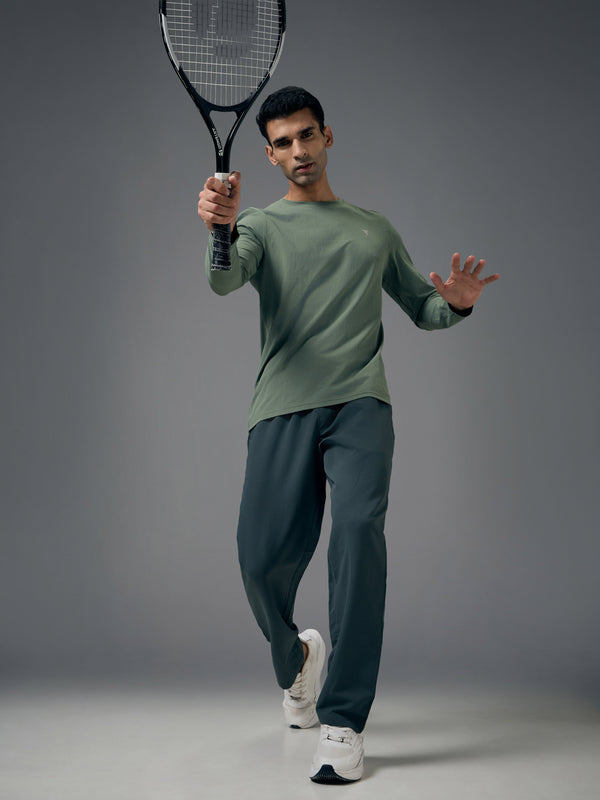 Men Solid Slim Fit Round Neck Sports T-shirt with COTFLEX