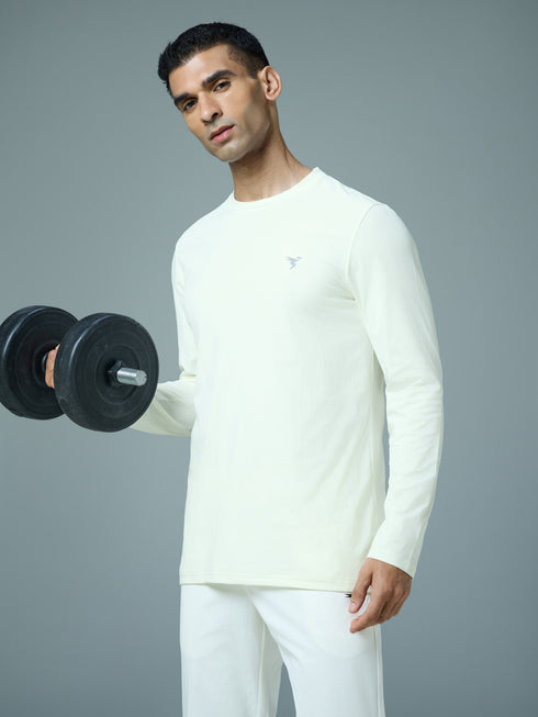 Men Solid Slim Fit Round Neck Sports T-shirt with COTFLEX