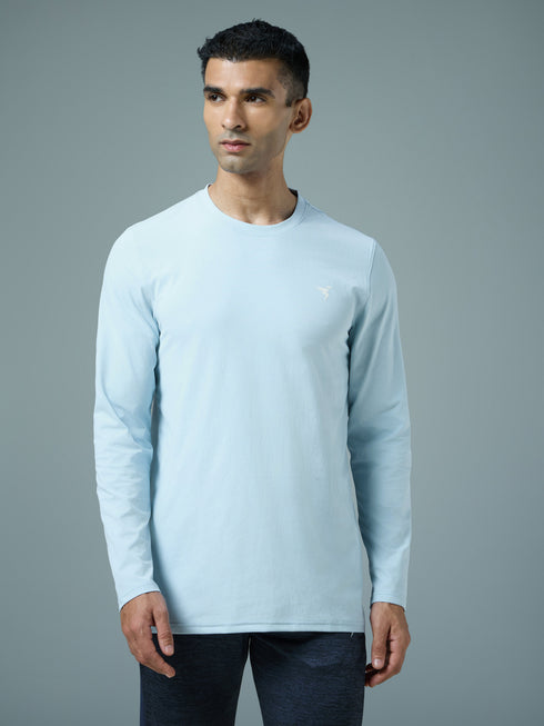 Men Solid Slim Fit Round Neck Sports T-shirt with COTFLEX