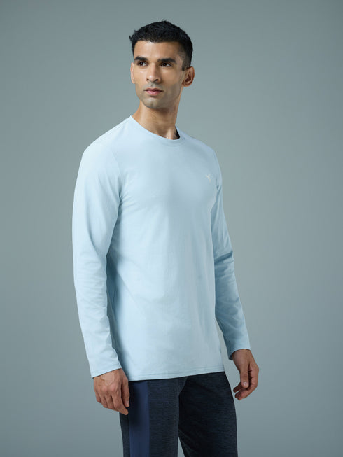 Men Solid Slim Fit Round Neck Sports T-shirt with COTFLEX
