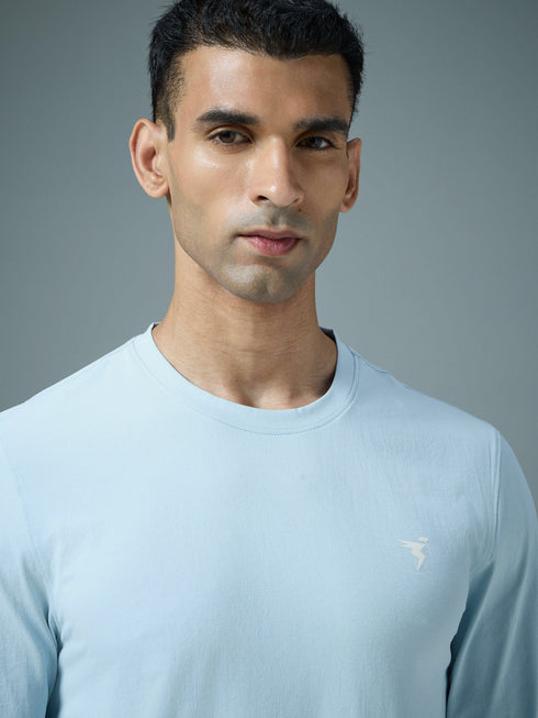 Men Solid Slim Fit Round Neck Sports T-shirt with COTFLEX
