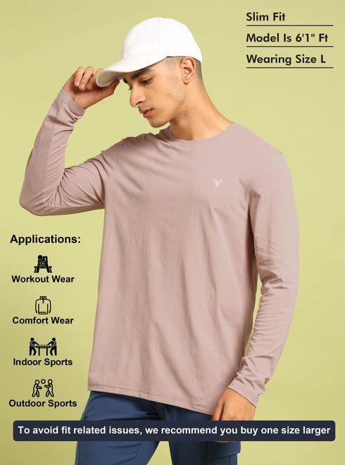 Men Solid Slim Fit Round Neck Sports T-shirt with COTFLEX