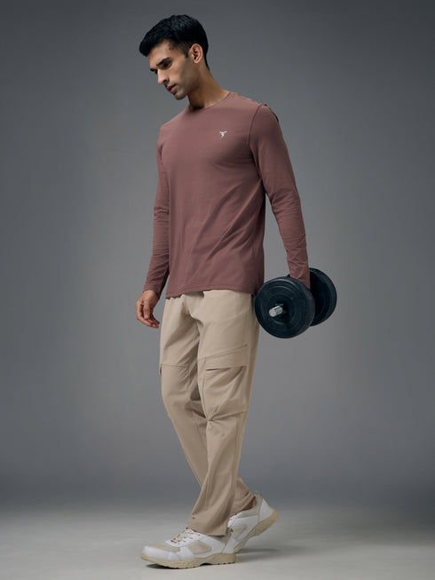 Men Solid Slim Fit Round Neck Sports T-shirt with COTFLEX