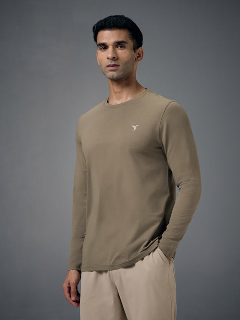Men Solid Slim Fit Round Neck Sports T-shirt with COTFLEX