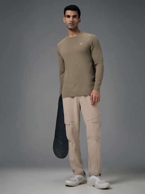 Men Solid Slim Fit Round Neck Sports T-shirt with COTFLEX