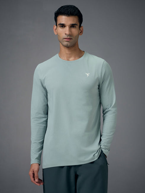 Men Solid Slim Fit Round Neck Sports T-shirt with COTFLEX