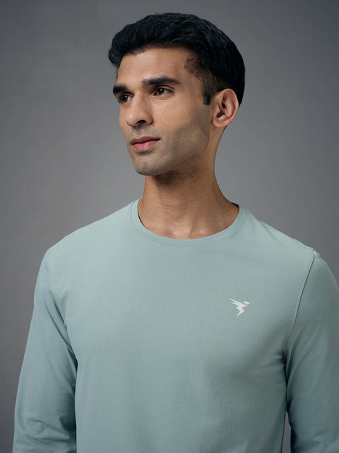 Men Solid Slim Fit Round Neck Sports T-shirt with COTFLEX