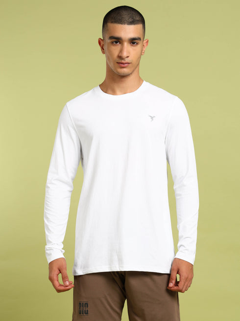 Men Solid Slim Fit Round Neck Sports T-shirt with COTFLEX